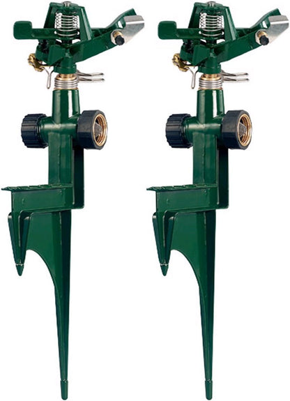 Zinc Impact Sprinkler on Metal Step Spike, 2-Pack, Green - 56351N