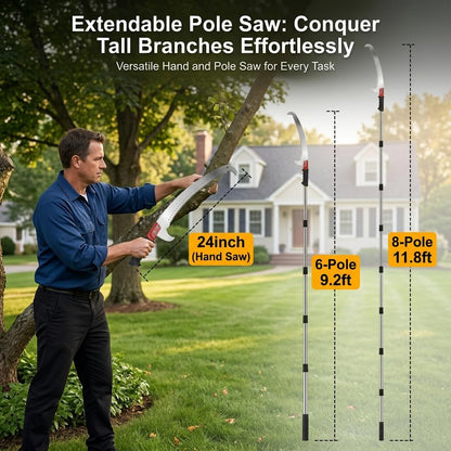 Pole Saws for Tree Trimming 11.8 FT, Manual Pruning Saw