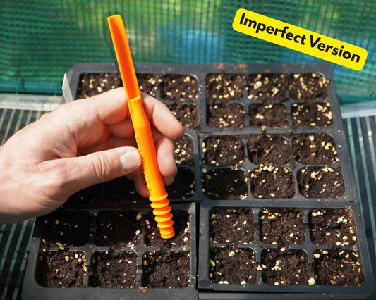 Imperfect DIBBY XL Garden Tool - Dibber, Dibbler, Seed Sowing Tool, Transplant Seedlings, Graduated Depth Markings (Patent Pending) Orange