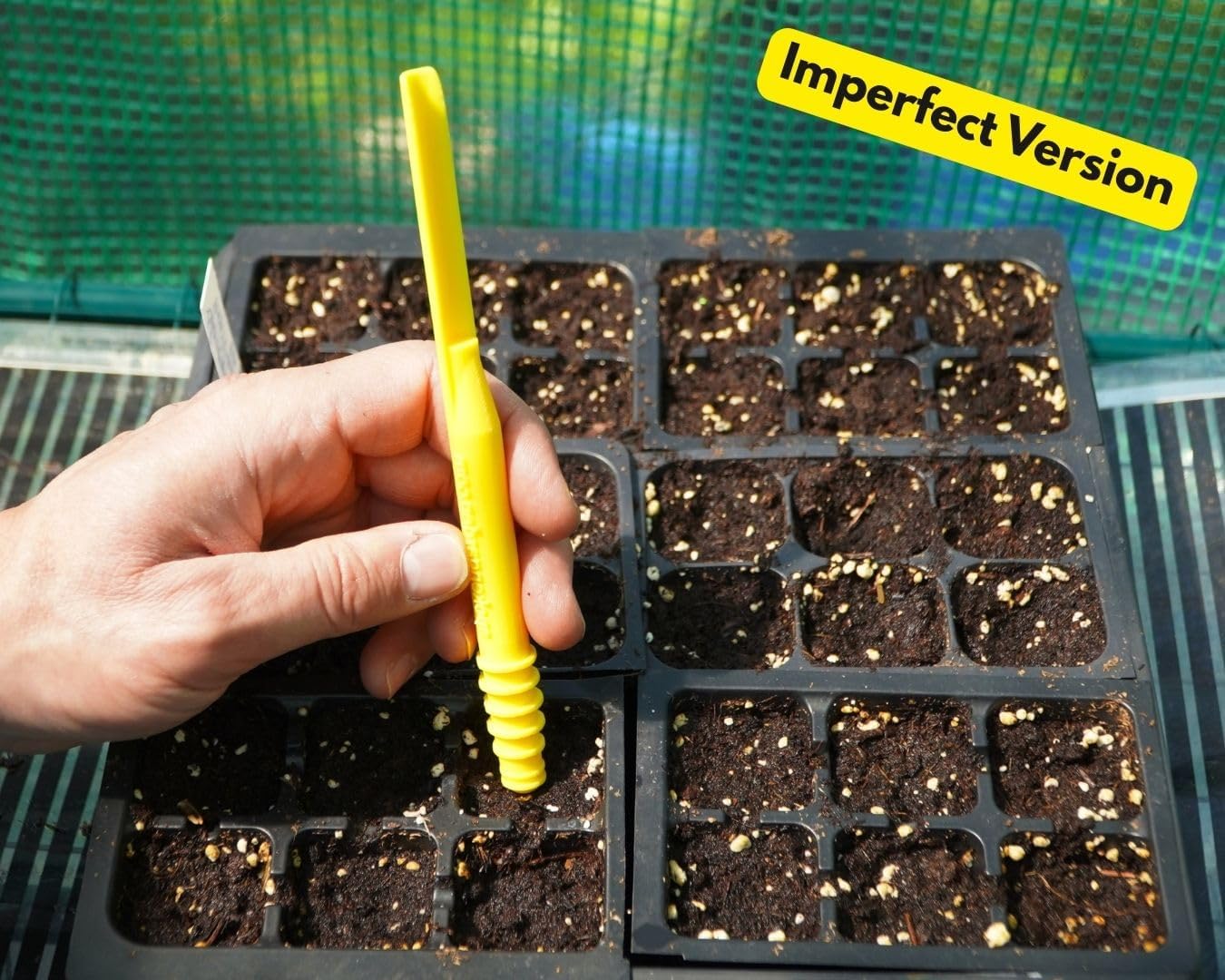 Imperfect DIBBY XL Garden Tool - Dibber, Dibbler, Seed Sowing Tool, Transplant Seedlings, Graduated Depth Markings (Patent Pending) Orange
