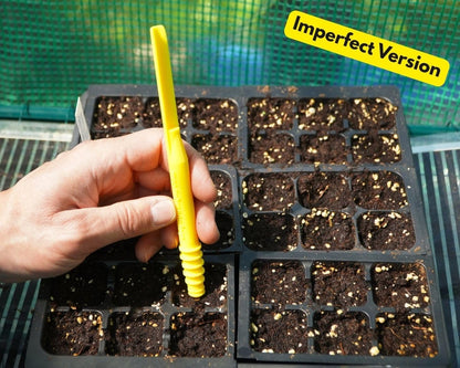 Imperfect DIBBY XL Garden Tool - Dibber, Dibbler, Seed Sowing Tool, Transplant Seedlings, Graduated Depth Markings (Patent Pending) Orange