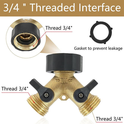 4 Pack Garden Hose Splitter 2 Way, 3/4" Thread, with 28 Rubber Washers
