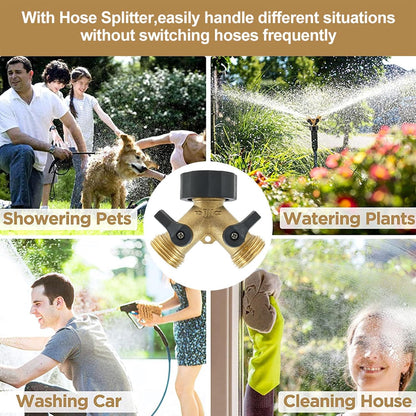 4 Pack Garden Hose Splitter 2 Way, 3/4" Thread, with 28 Rubber Washers