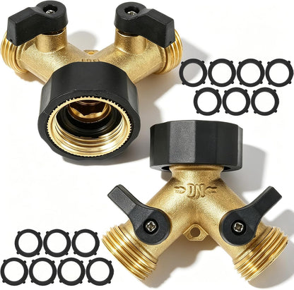 4 Pack Garden Hose Splitter 2 Way, 3/4" Thread, with 28 Rubber Washers