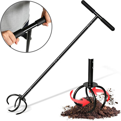 Heavy Duty Hand Tiller for Gardening, Long Handle Manual Garden Cultivator & Soil Aerator, Twist Garden Claw for Hard Soil, Clay, Raised Beds & Vegetable Gardens, Powder Coated Steel