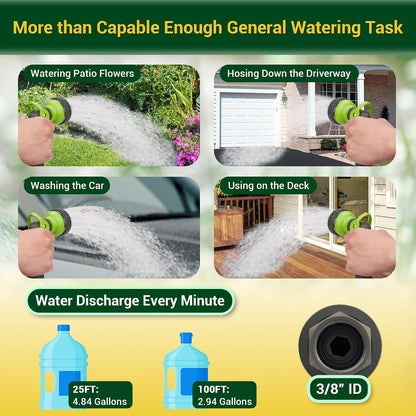 Garden Hose - Water Hose 75 FT with Swivel Handle & 8 Function Nozzle, Flexible, Heavy Duty, No Kink, Lightweight Metal Hose for Outdoor, Yard, 304 Stainless Steel
