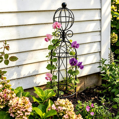 2-Pack Metal Garden Obelisk Trellis, 28" Geometric Sphere Plant Support