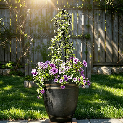 2-Pack Metal Garden Obelisk Trellis, 28" Geometric Sphere Plant Support