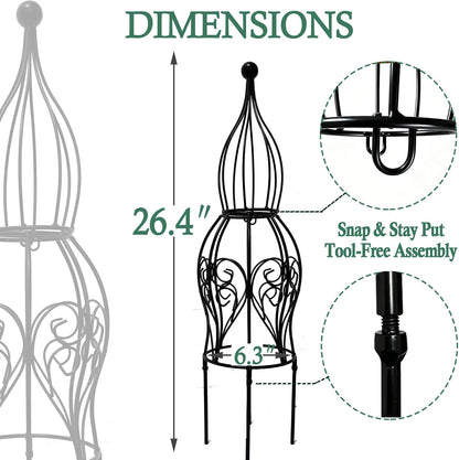 2-Pack Metal Garden Obelisk Trellis, 28" Geometric Sphere Plant Support