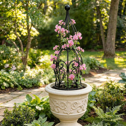 2-Pack Metal Garden Obelisk Trellis, 28" Geometric Sphere Plant Support