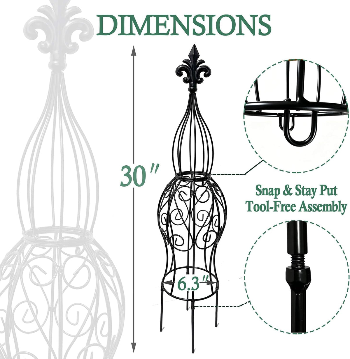 2-Pack Metal Garden Obelisk Trellis, 28" Geometric Sphere Plant Support