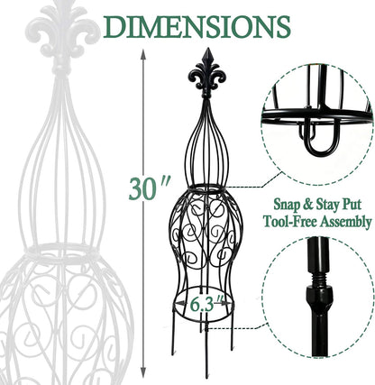 2-Pack Metal Garden Obelisk Trellis, 28" Geometric Sphere Plant Support