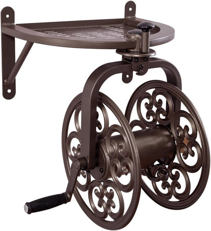 Liberty GARDEN 712 Single Arm Navigator Multi-Directional Garden Hose Reel, Holds 125-Feet of, 5/8-Inch, Bronze