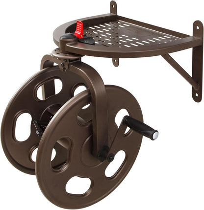 Liberty GARDEN 712 Single Arm Navigator Multi-Directional Garden Hose Reel, Holds 125-Feet of, 5/8-Inch, Bronze