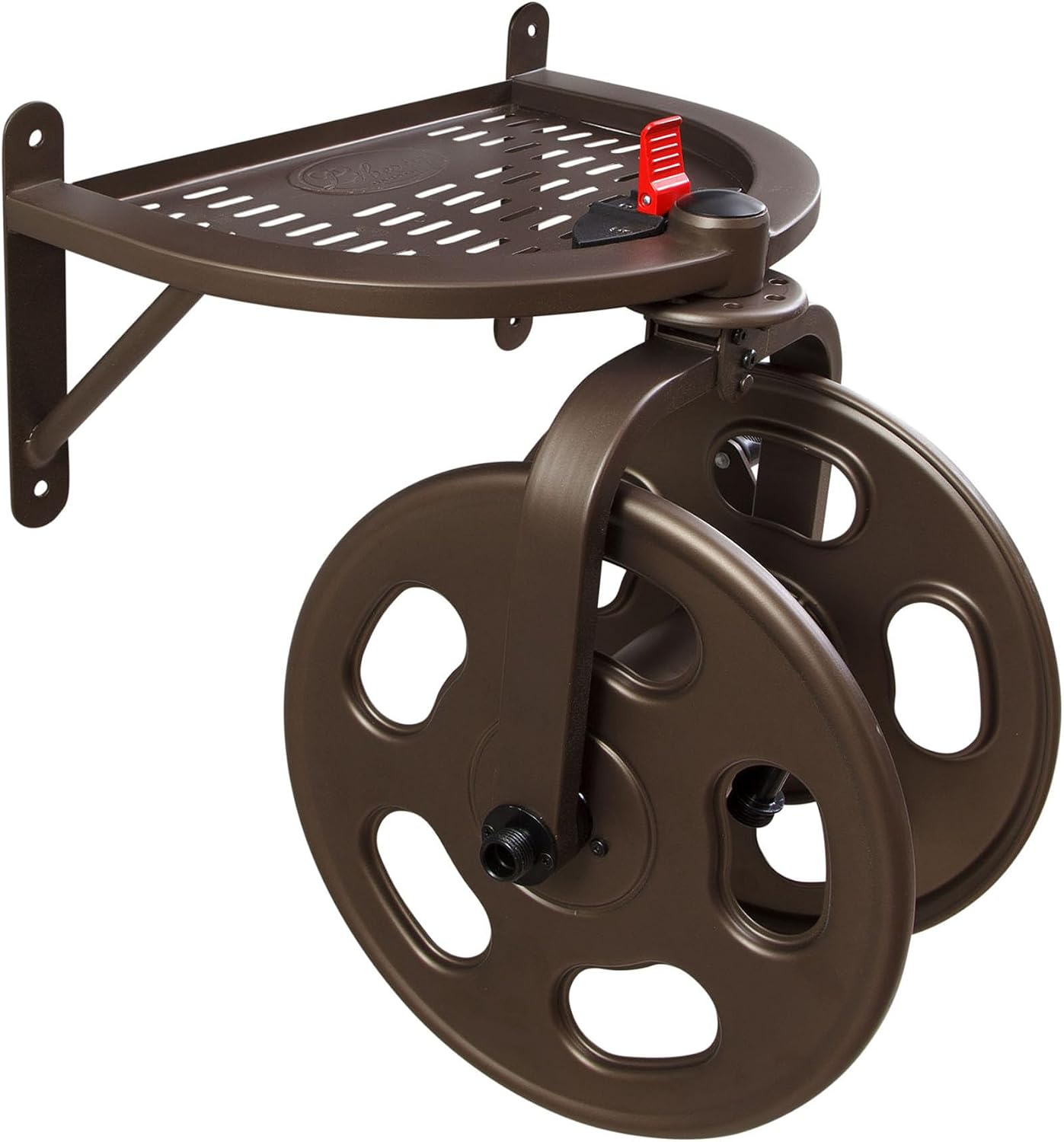 Liberty GARDEN 712 Single Arm Navigator Multi-Directional Garden Hose Reel, Holds 125-Feet of, 5/8-Inch, Bronze