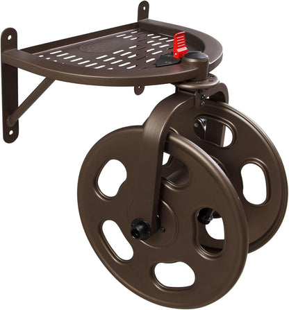 Liberty GARDEN 712 Single Arm Navigator Multi-Directional Garden Hose Reel, Holds 125-Feet of, 5/8-Inch, Bronze