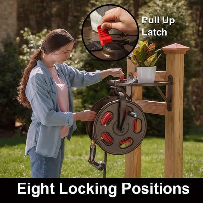 Liberty GARDEN 712 Single Arm Navigator Multi-Directional Garden Hose Reel, Holds 125-Feet of, 5/8-Inch, Bronze