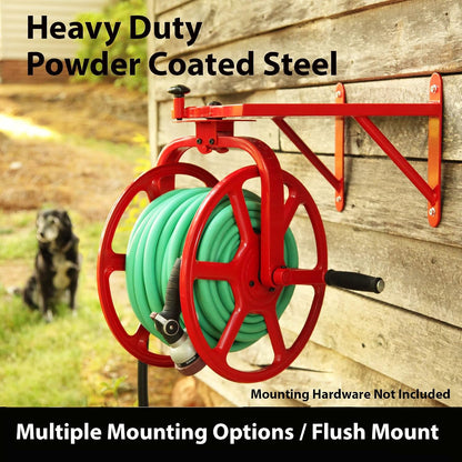 Liberty GARDEN 712 Single Arm Navigator Multi-Directional Garden Hose Reel, Holds 125-Feet of, 5/8-Inch, Bronze
