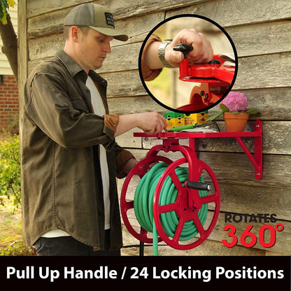 Liberty GARDEN 712 Single Arm Navigator Multi-Directional Garden Hose Reel, Holds 125-Feet of, 5/8-Inch, Bronze