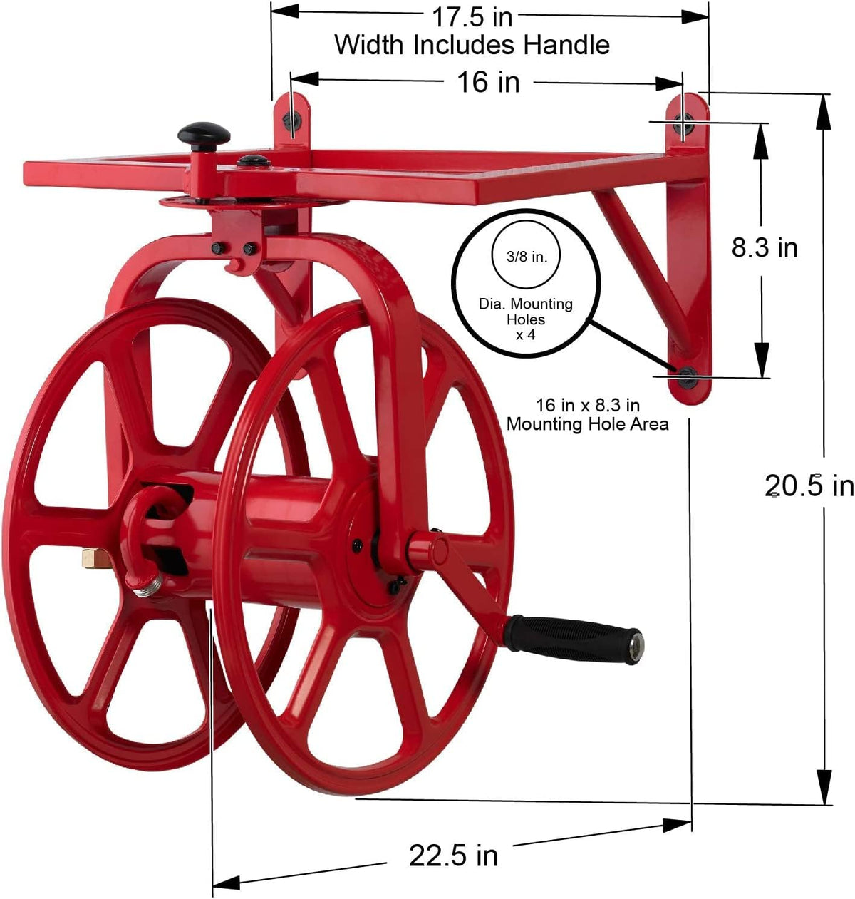 Liberty GARDEN 712 Single Arm Navigator Multi-Directional Garden Hose Reel, Holds 125-Feet of, 5/8-Inch, Bronze