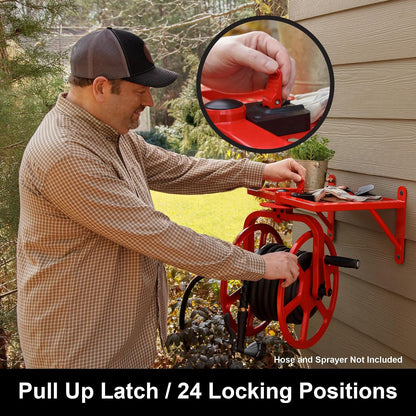 Liberty GARDEN 712 Single Arm Navigator Multi-Directional Garden Hose Reel, Holds 125-Feet of, 5/8-Inch, Bronze