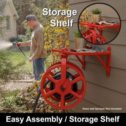 Liberty GARDEN 712 Single Arm Navigator Multi-Directional Garden Hose Reel, Holds 125-Feet of, 5/8-Inch, Bronze