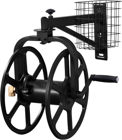 Liberty GARDEN 712 Single Arm Navigator Multi-Directional Garden Hose Reel, Holds 125-Feet of, 5/8-Inch, Bronze