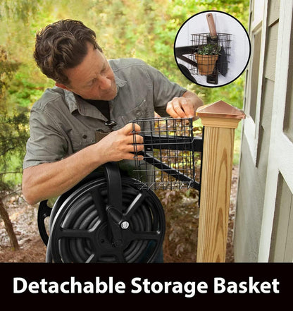 Liberty GARDEN 712 Single Arm Navigator Multi-Directional Garden Hose Reel, Holds 125-Feet of, 5/8-Inch, Bronze