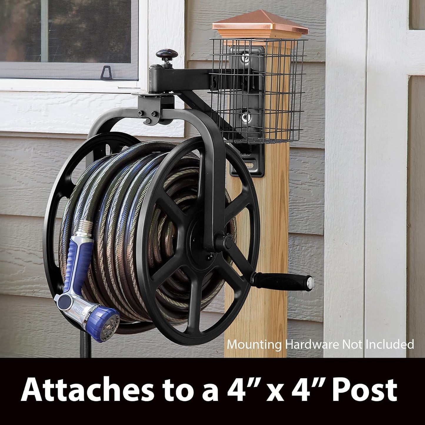 Liberty GARDEN 712 Single Arm Navigator Multi-Directional Garden Hose Reel, Holds 125-Feet of, 5/8-Inch, Bronze