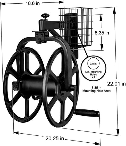 Liberty GARDEN 712 Single Arm Navigator Multi-Directional Garden Hose Reel, Holds 125-Feet of, 5/8-Inch, Bronze
