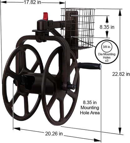 Liberty GARDEN 712 Single Arm Navigator Multi-Directional Garden Hose Reel, Holds 125-Feet of, 5/8-Inch, Bronze