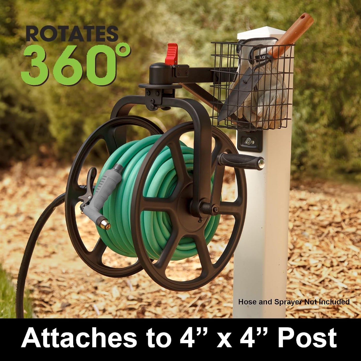 Liberty GARDEN 712 Single Arm Navigator Multi-Directional Garden Hose Reel, Holds 125-Feet of, 5/8-Inch, Bronze