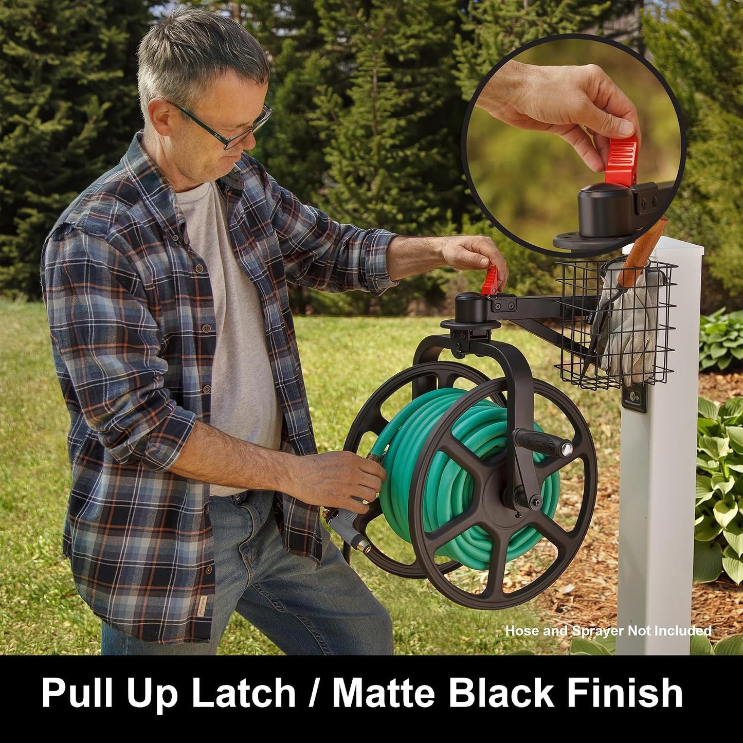 Liberty GARDEN 712 Single Arm Navigator Multi-Directional Garden Hose Reel, Holds 125-Feet of, 5/8-Inch, Bronze