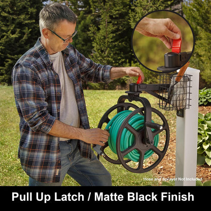 Liberty GARDEN 712 Single Arm Navigator Multi-Directional Garden Hose Reel, Holds 125-Feet of, 5/8-Inch, Bronze