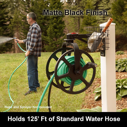 Liberty GARDEN 712 Single Arm Navigator Multi-Directional Garden Hose Reel, Holds 125-Feet of, 5/8-Inch, Bronze
