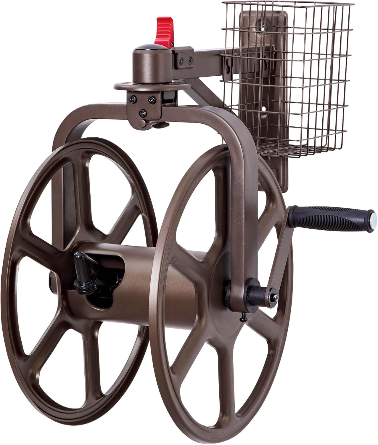 Liberty GARDEN 712 Single Arm Navigator Multi-Directional Garden Hose Reel, Holds 125-Feet of, 5/8-Inch, Bronze