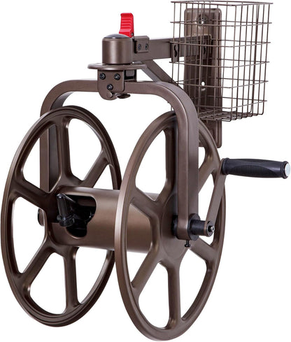 Liberty GARDEN 712 Single Arm Navigator Multi-Directional Garden Hose Reel, Holds 125-Feet of, 5/8-Inch, Bronze