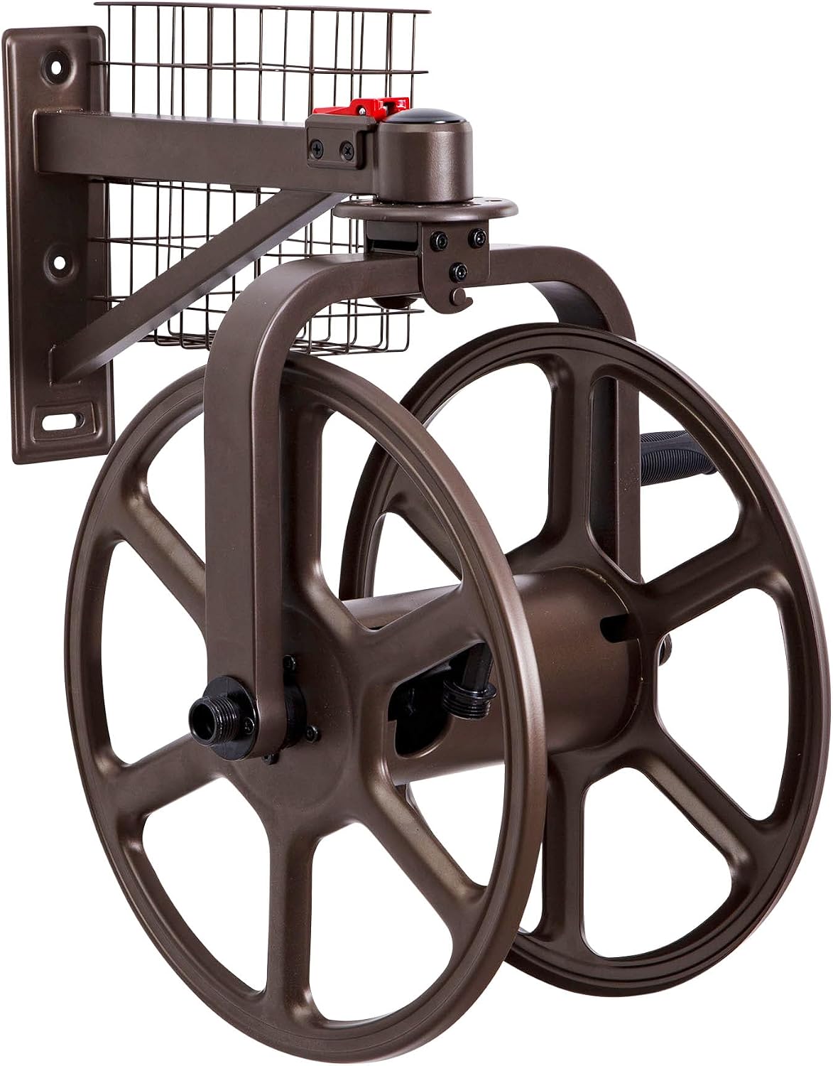 Liberty GARDEN 712 Single Arm Navigator Multi-Directional Garden Hose Reel, Holds 125-Feet of, 5/8-Inch, Bronze