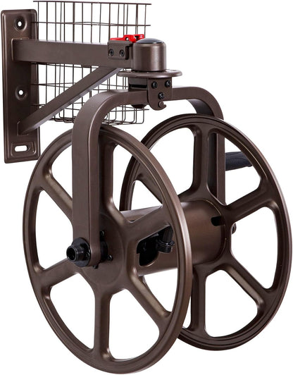 Liberty GARDEN 712 Single Arm Navigator Multi-Directional Garden Hose Reel, Holds 125-Feet of, 5/8-Inch, Bronze