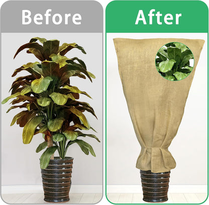 3 Pcs Burlap Winter Plant Cover Bags,40"x 24" Frost Cloth Freeze Protection
