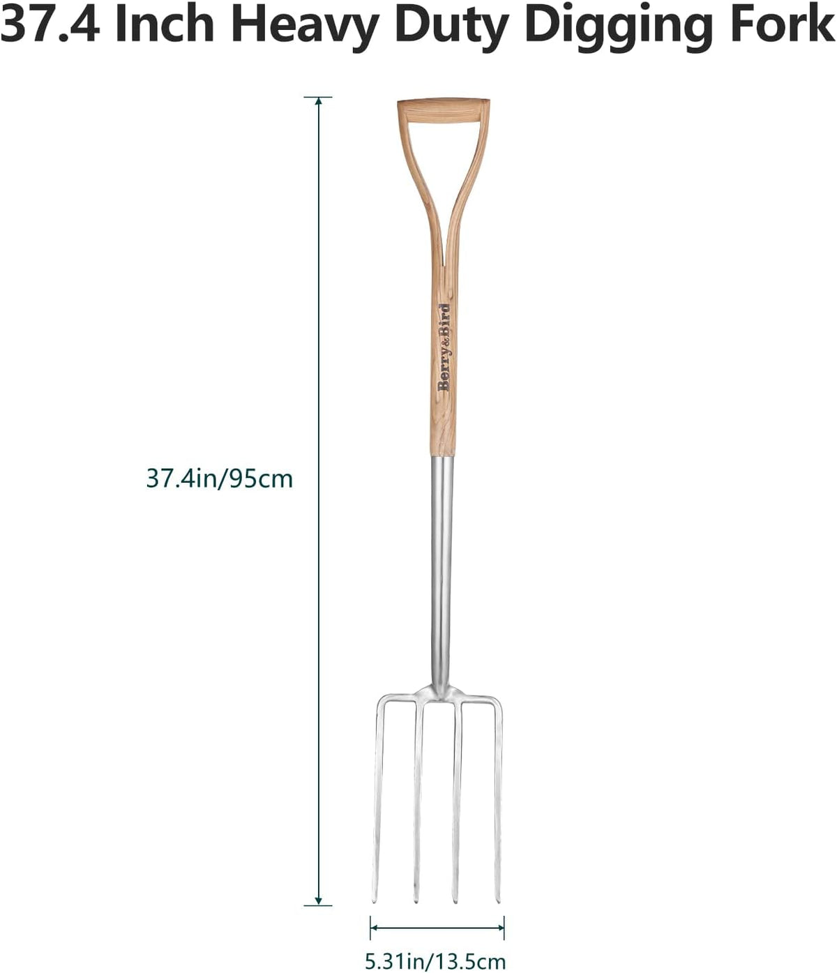 Garden Digging Fork, 37.4" Stainless Steel Garden Pitchfork
