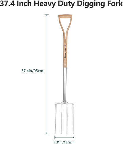 Garden Digging Fork, 37.4" Stainless Steel Garden Pitchfork