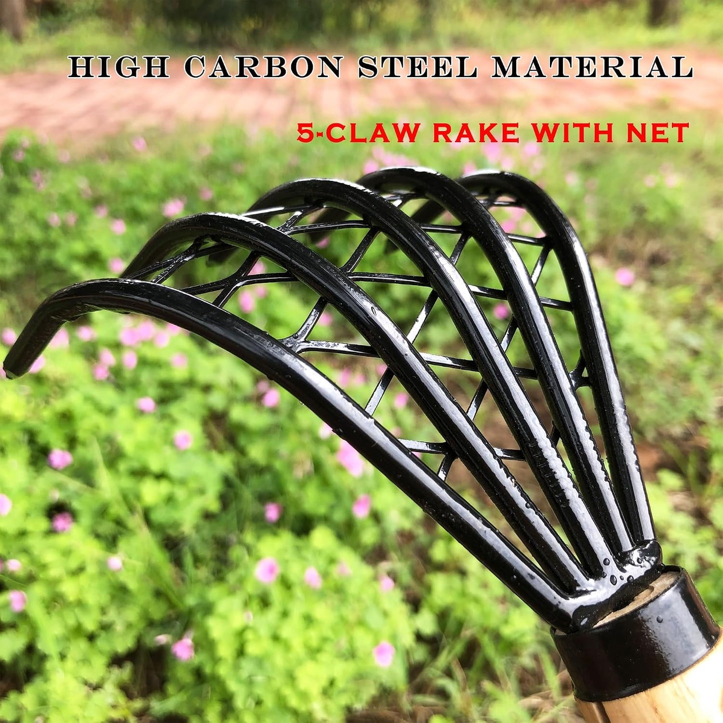 Garden Rake 5-Claw Landscape Dethatcher Thatching Beach Combing Rake for Digging Clam Shell Defoliation Hoe Garden Tool for Loosen The Soil (Brown)