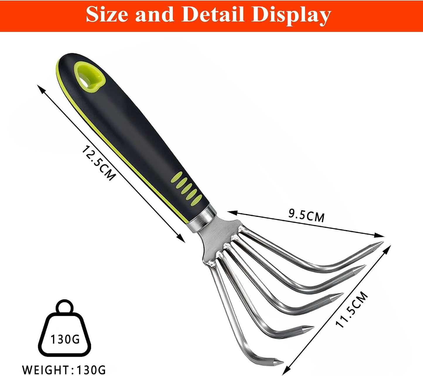 Garden Rake 5-Claw Landscape Dethatcher Thatching Beach Combing Rake for Digging Clam Shell Defoliation Hoe Garden Tool for Loosen The Soil (Brown)