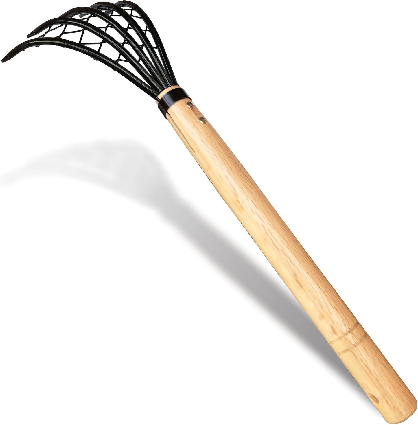 Garden Rake 5-Claw Landscape Dethatcher Thatching Beach Combing Rake for Digging Clam Shell Defoliation Hoe Garden Tool for Loosen The Soil (Brown)