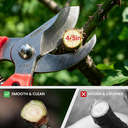 7" Pruning Shears Heavy Duty Professional, Made of Japanese SK5 Steel Blades, 4/5 Cut Capacity, Bypass Hand Pruners Garden Clippers for Tree Flower Branch Trimming, S20E
