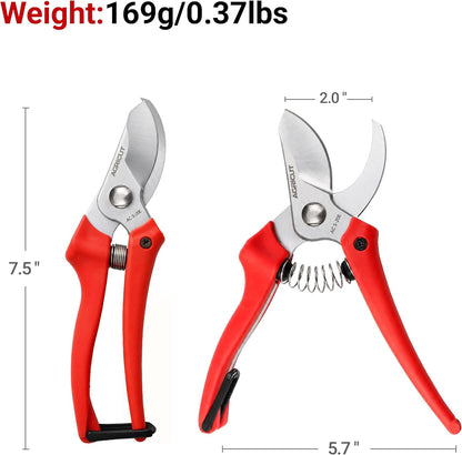 7" Pruning Shears Heavy Duty Professional, Made of Japanese SK5 Steel Blades, 4/5 Cut Capacity, Bypass Hand Pruners Garden Clippers for Tree Flower Branch Trimming, S20E