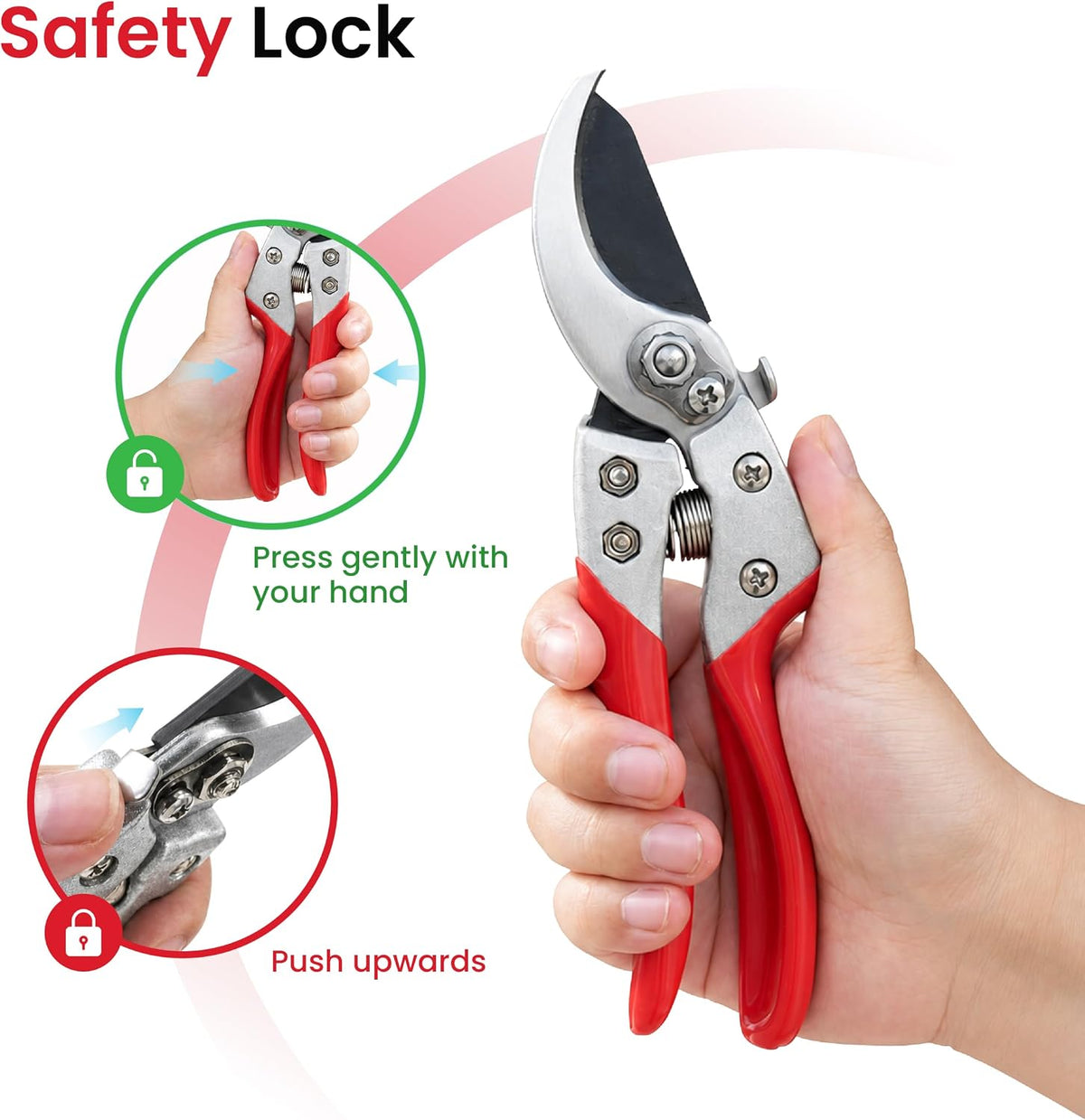 7" Pruning Shears Heavy Duty Professional, Made of Japanese SK5 Steel Blades, 4/5 Cut Capacity, Bypass Hand Pruners Garden Clippers for Tree Flower Branch Trimming, S20E