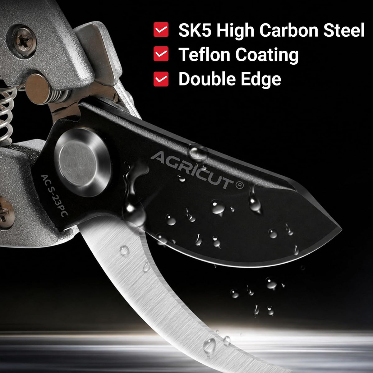 7" Pruning Shears Heavy Duty Professional, Made of Japanese SK5 Steel Blades, 4/5 Cut Capacity, Bypass Hand Pruners Garden Clippers for Tree Flower Branch Trimming, S20E