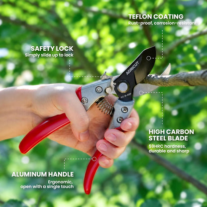 7" Pruning Shears Heavy Duty Professional, Made of Japanese SK5 Steel Blades, 4/5 Cut Capacity, Bypass Hand Pruners Garden Clippers for Tree Flower Branch Trimming, S20E